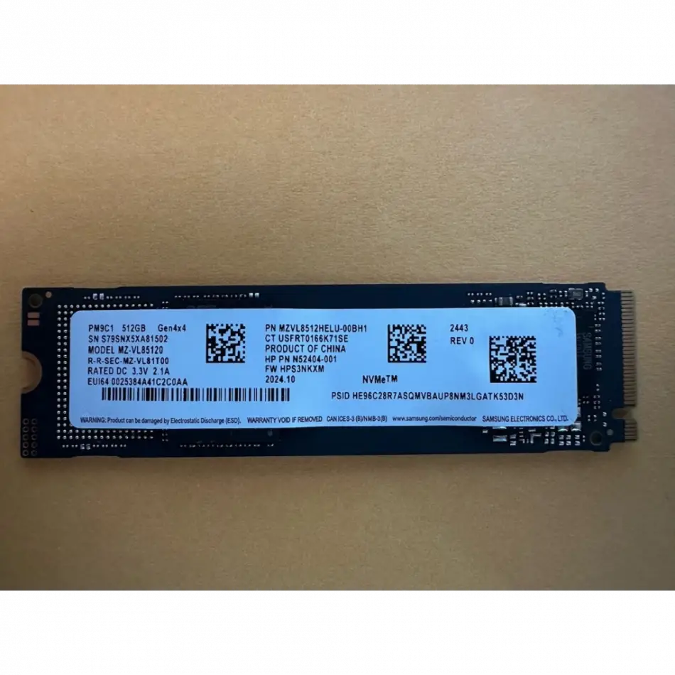 Samsung Pm9c1, Mz-vl8512helu-00bh1, 512gb, 4950/2500, Gen4, Nvme Pcıe M.2 2280 Ssd (bulk)