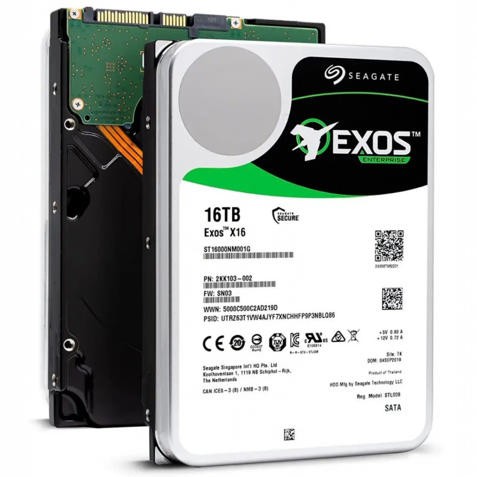 Seagate Exos X16, St16000nm001g, 3.5, 16tb,  256mb, 7200 Rpm, 7/24 Enterprise, Data Center-güvenlik-nas-server, Hdd