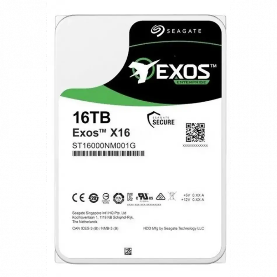 Seagate Exos X16, St16000nm001g, 3.5, 16tb,  256mb, 7200 Rpm, 7/24 Enterprise, Data Center-güvenlik-nas-server, Hdd