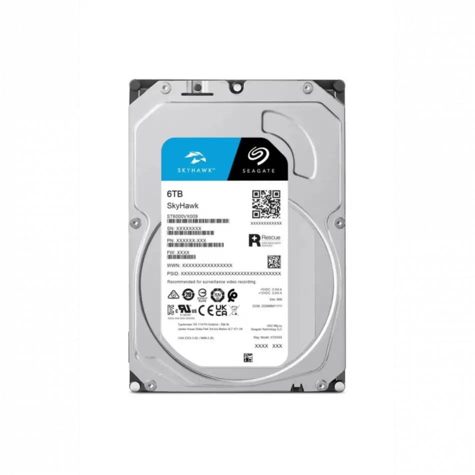 Seagate Skyhawk, St6000vx009, 3.5, 6tb, 256mb, 5400rpm, Güvenlik, Hdd