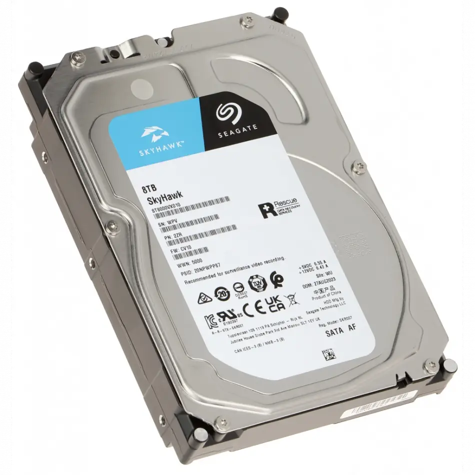 Seagate Skyhawk, St8000vx010, 3.5, 8tb, 256mb, 5400rpm, Güvenlik, Hdd