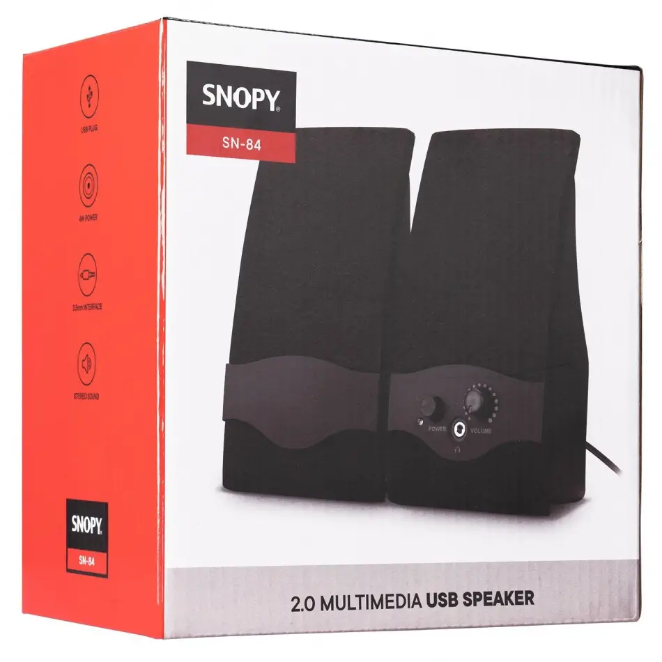 Snopy Sn-84 2wrms Usb2.0+3,5mm Siyah Speaker