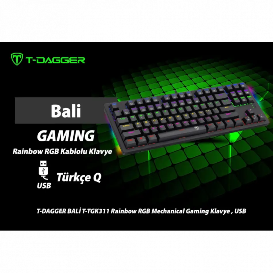 T-dagger Balı, T-tgk311, Usb Kablolu, Türkçe Q,  Rainbow Rgb, Mechanical, Blue Switch, Gaming Klavye (powered By Redragon)
