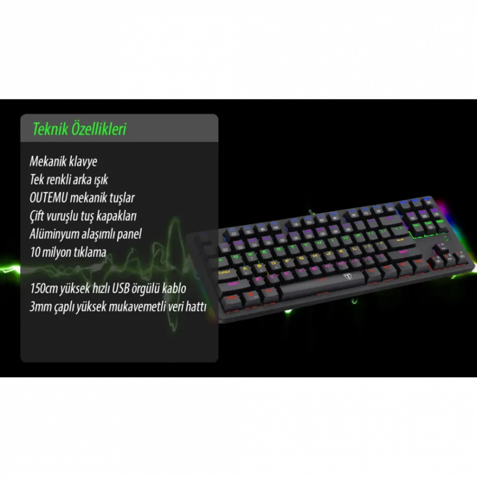 T-dagger Balı, T-tgk311, Usb Kablolu, Türkçe Q,  Rainbow Rgb, Mechanical, Blue Switch, Gaming Klavye (powered By Redragon)