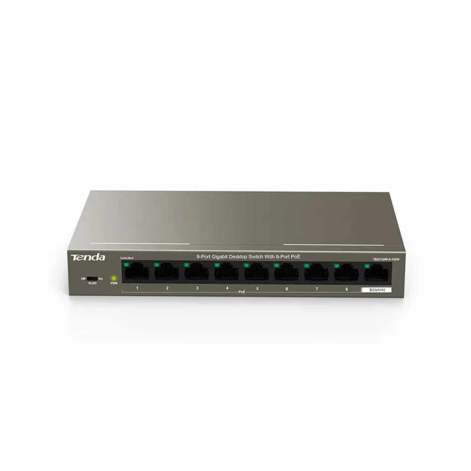 Tenda Teg1109p-8-102w 9 Port 10/100/1000 Swıtch