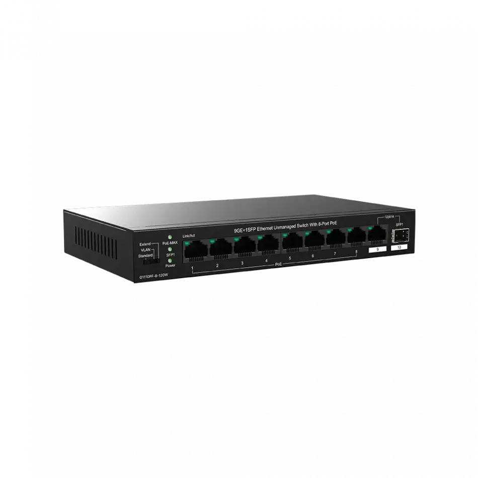 TENDA TEG1110PF-8-120W 10PORT 10/100/1000 SWITCH