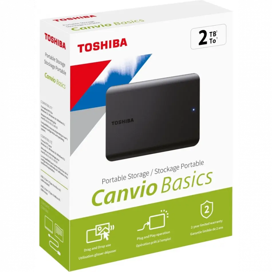 Toshıba Hdtb520ek3aa, Canvio Ready, 2tb, 2.5 Usb 3.2, Taşınabilir, Harici Hdd, (black)
