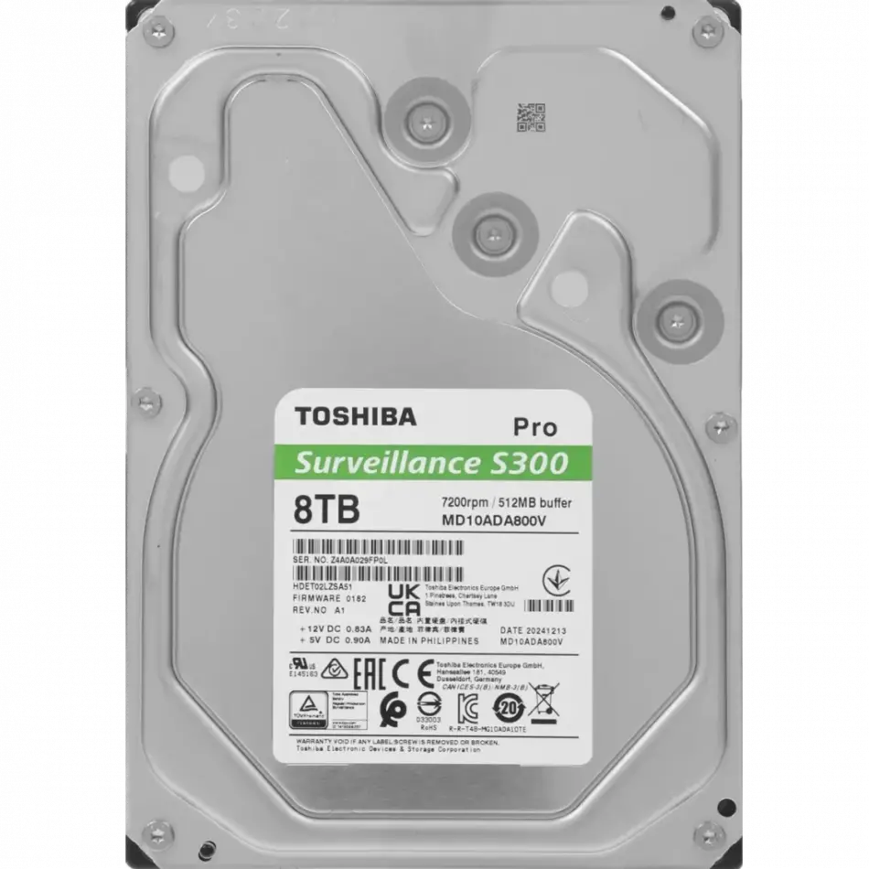Toshıba S300 Pro, Md10ada800v, 3.5, 8tb, 512mb 7200 Rpm, 7/24 Güvenlik Hdd