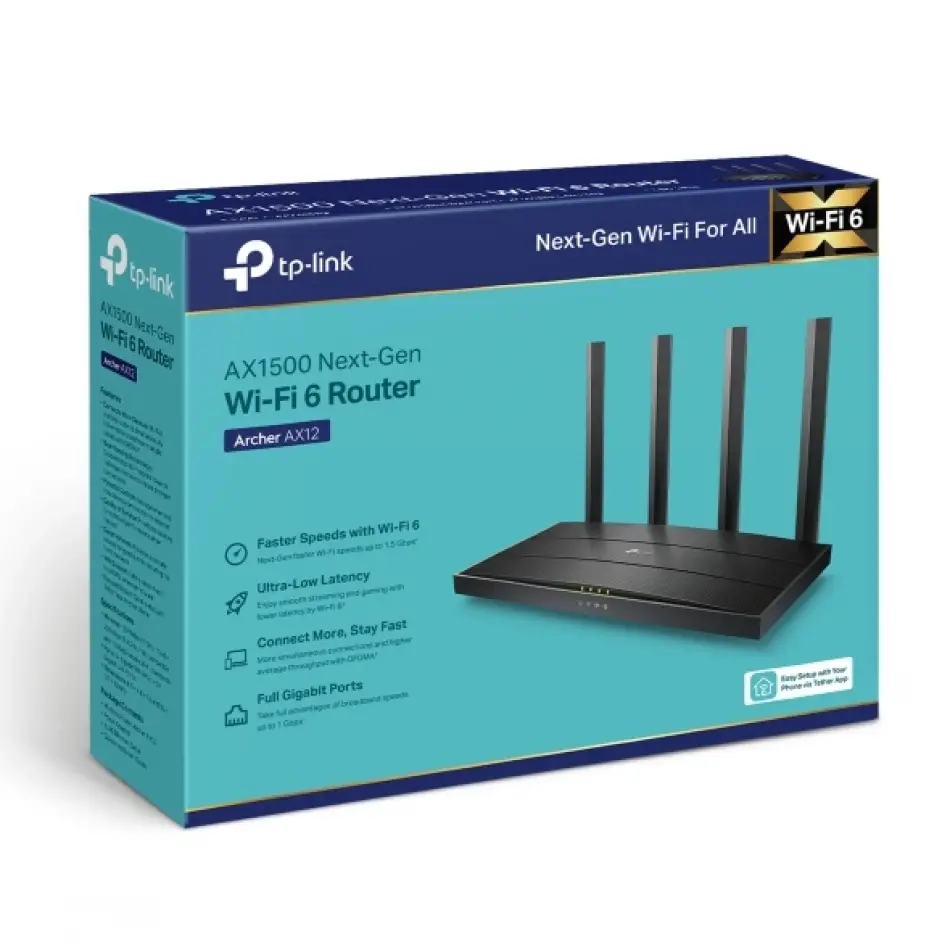 TP-LINK ARCHER AX12 AX1500 WiFi 6 GİGABİT ROUTER