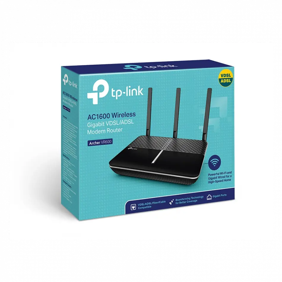 Tp-lınk Archer Vr600, Ac1600, 4 Port Gigabit, Dual Band Wifi, 1600mbps, 3xanten, 3g-4g Usb Desteği, Vdsl2, Adsl2+ Modem