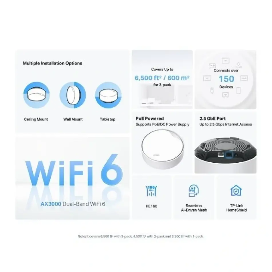 Tp-link Deco X50-poe(1-pack)ax3000 Ev-fi  6 Sistem