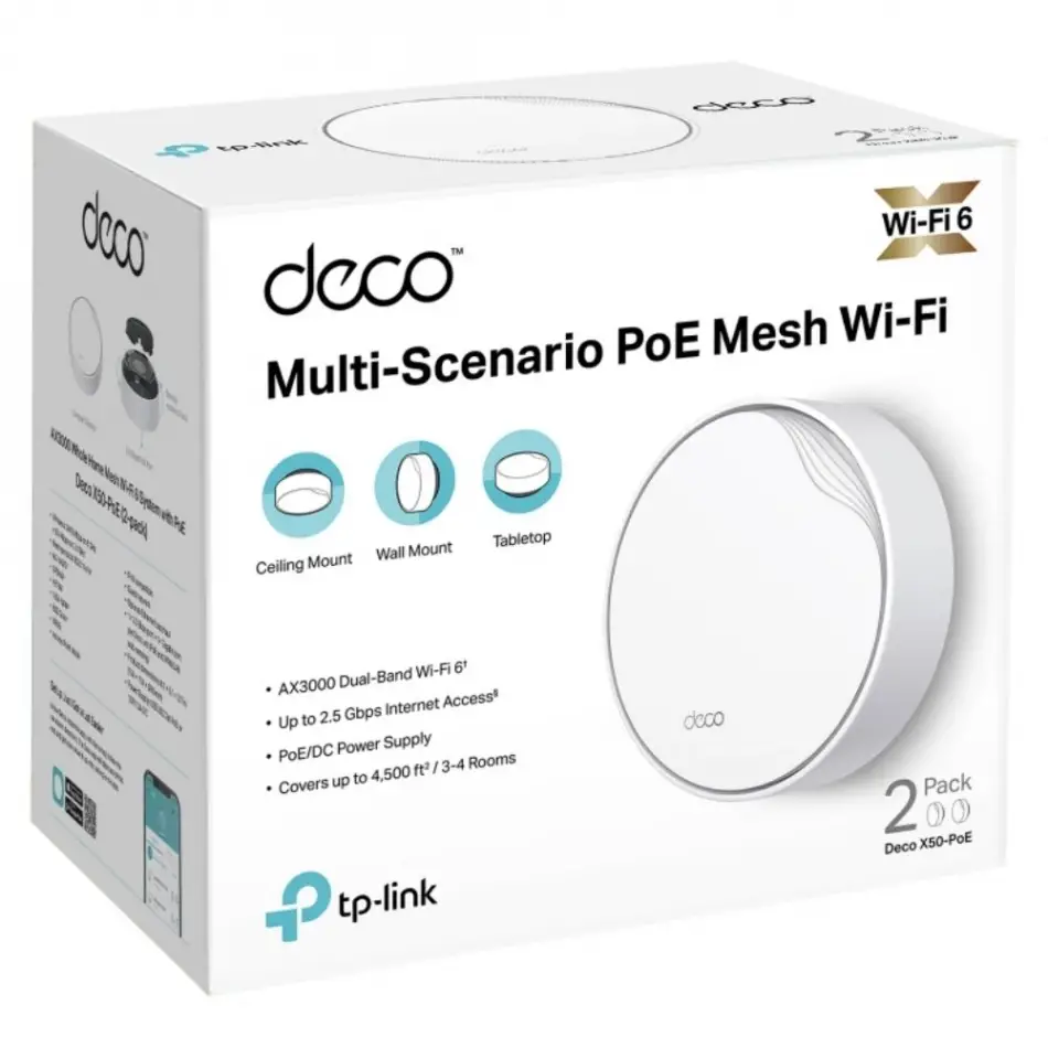 TP-LINK DECO X50-POE 2'li AX3000 EV Wi-Fi 6 SISTEM