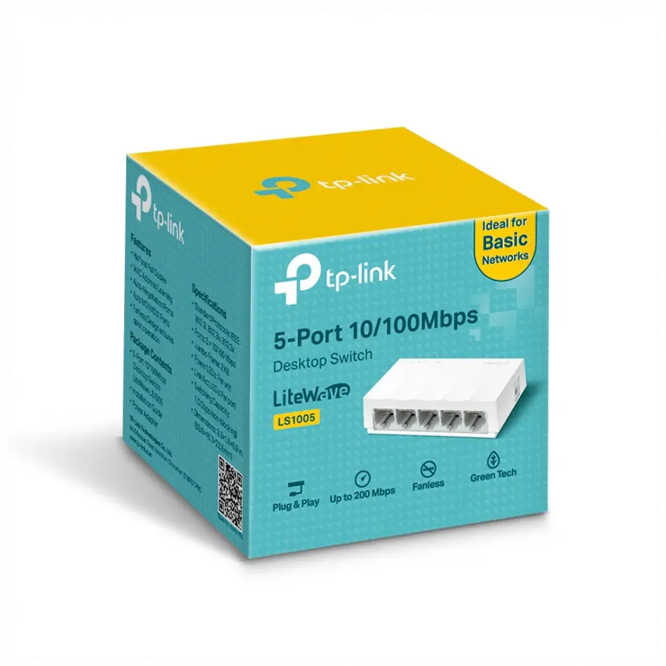 Tp-lınk Ls1005, Green Tech, 5 Port, Megabit, Yönetilemez, Masaüstü Switch