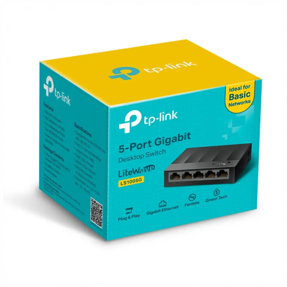 Tp-lınk Ls1005g, Green Tech, 5port, Gigabit, Yönetilemez, Masaüstü Switch