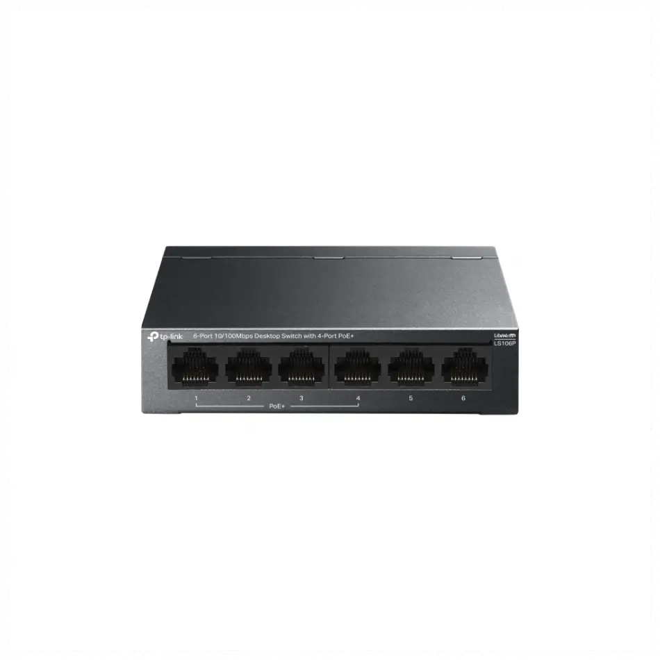 Tp-lınk Ls106p, Green Tech, 6 Port, Meggabit, 4 Port Poe+ 65w, Metal Kasa, Yönetilemez, Masaüstü Switch