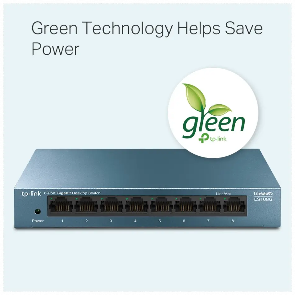 Tp-lınk Ls108g, Green Tech, 8 Port Gigabit, Yönetilemez, Masaüstü Switch