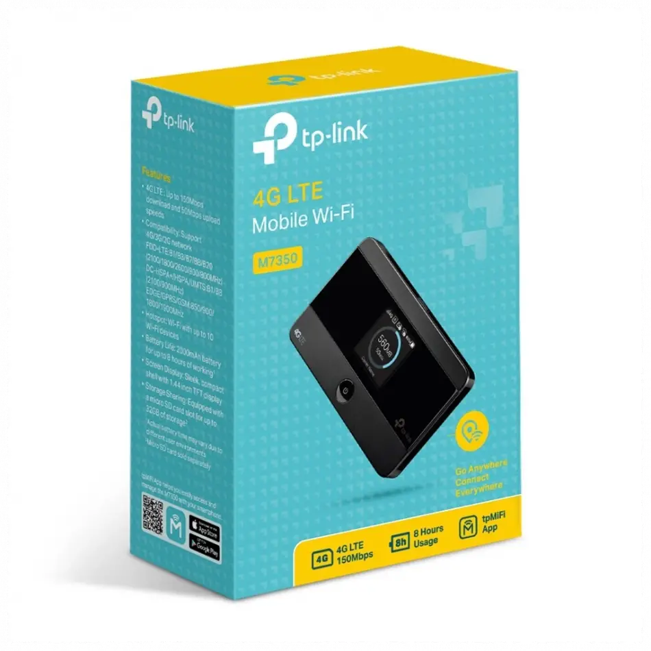Tp-lınk M7350 4g Lte Sim Yuvalı, Sd Kart, 2000mah, 150mbps Mobile Wifi Router (10 Cihaz Desteği)