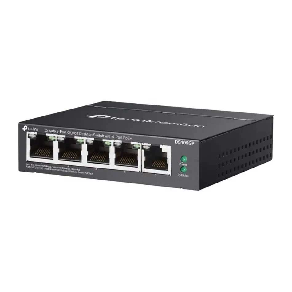 Tp-lınk Omada Ds105gp 4 Port Gıgabıt + 1 Port Gıgabıt Uplınk 65w Poe Yönetilemez Swıtch