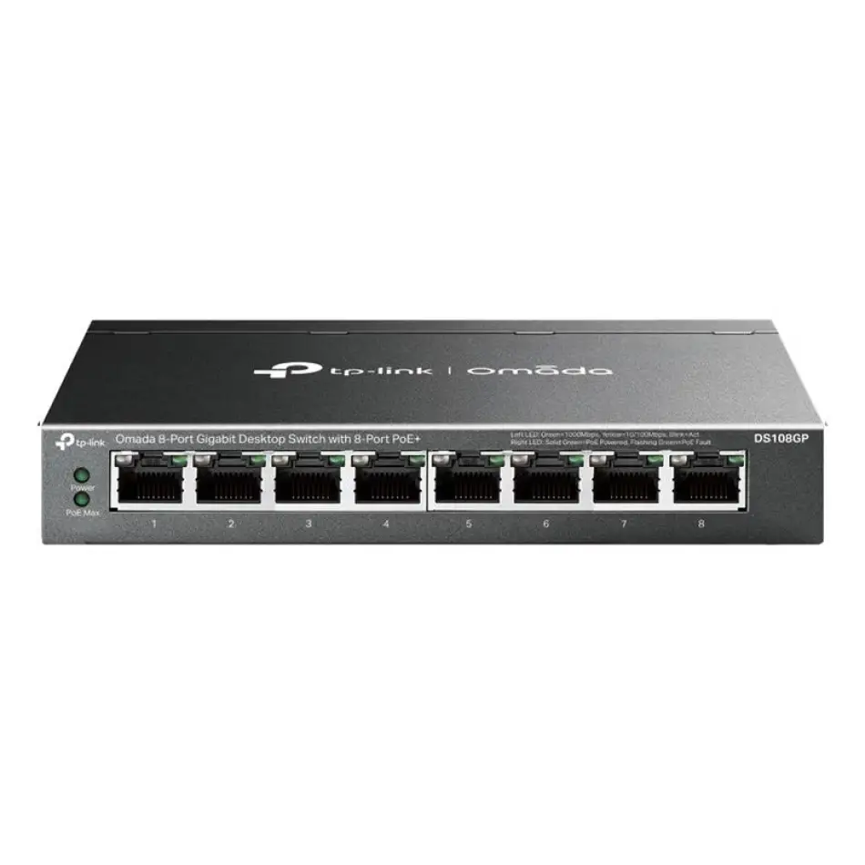 Tp-lınk Omada Ds108gp 8 Port Gıgabıt 65w 250 Metre Poe Mesafe Metal Kasa Swıtch
