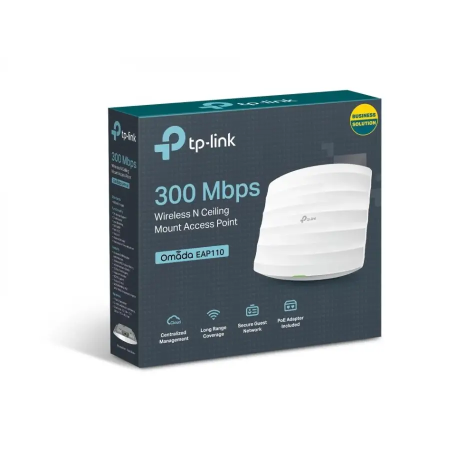 Tp-lınk Omada Eap110 1 Port 10/100 2.4ghz 300mbps 2x4dbı Anten İç Ortam Tavan Tipi Access Poınt(adaptörlü)