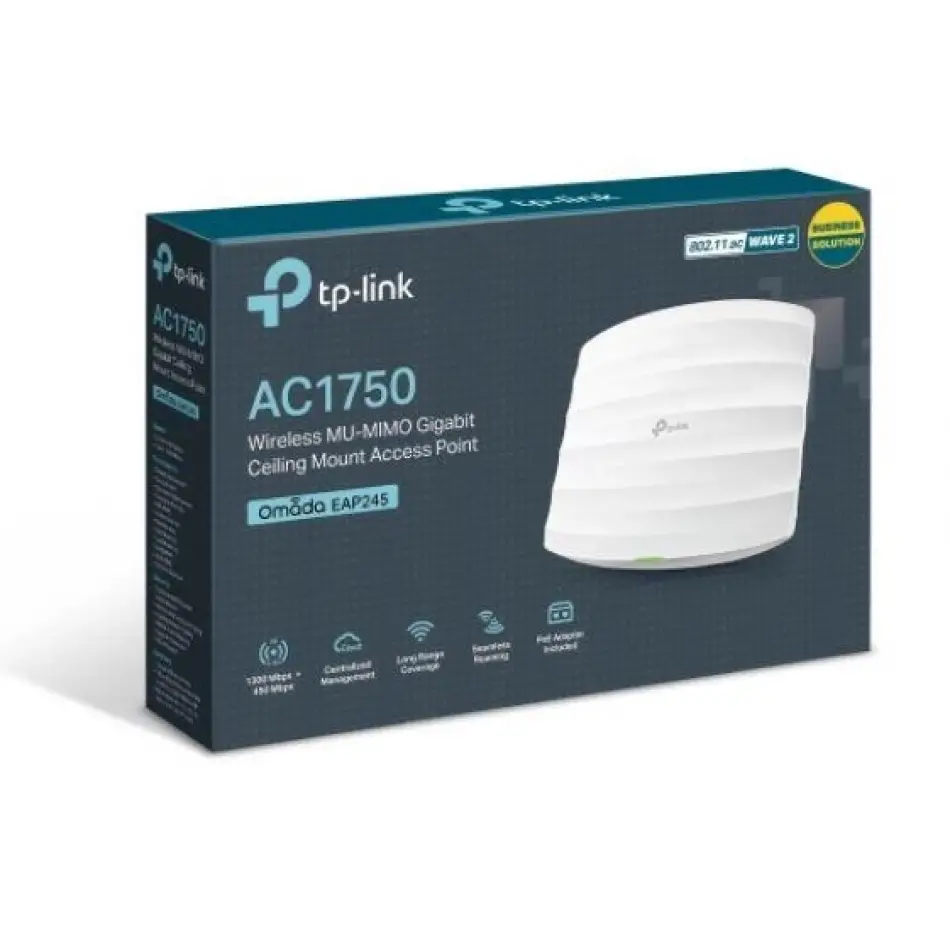 Tp-lınk Omada Eap245 Ac1750 Dual Bant Wıfı5 2xgbıt Rj45 450mbps/2.4ghz Tavan Tipi Access Poınt (adaptörlü)