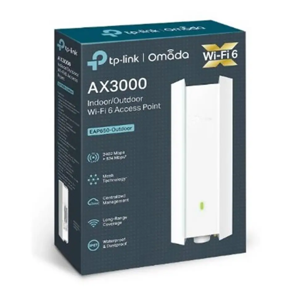 Tp-lınk Omada Eap650-outdoor Ax3000 Dual Band Wıfı6 1xgbıt Rj45 574mbps/2.4ghz/2402mbps/5ghz Access Poınt (adaptörlü)