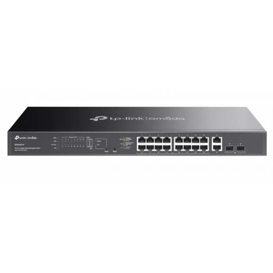 Tp-lınk Omada Es220gmp 16 Port Gıgabıt + 2xgb Rj45/2xgb Sfp 250 Metre 250w Poe Yönetilebilir Rackmount Metal Kasa Swıtch