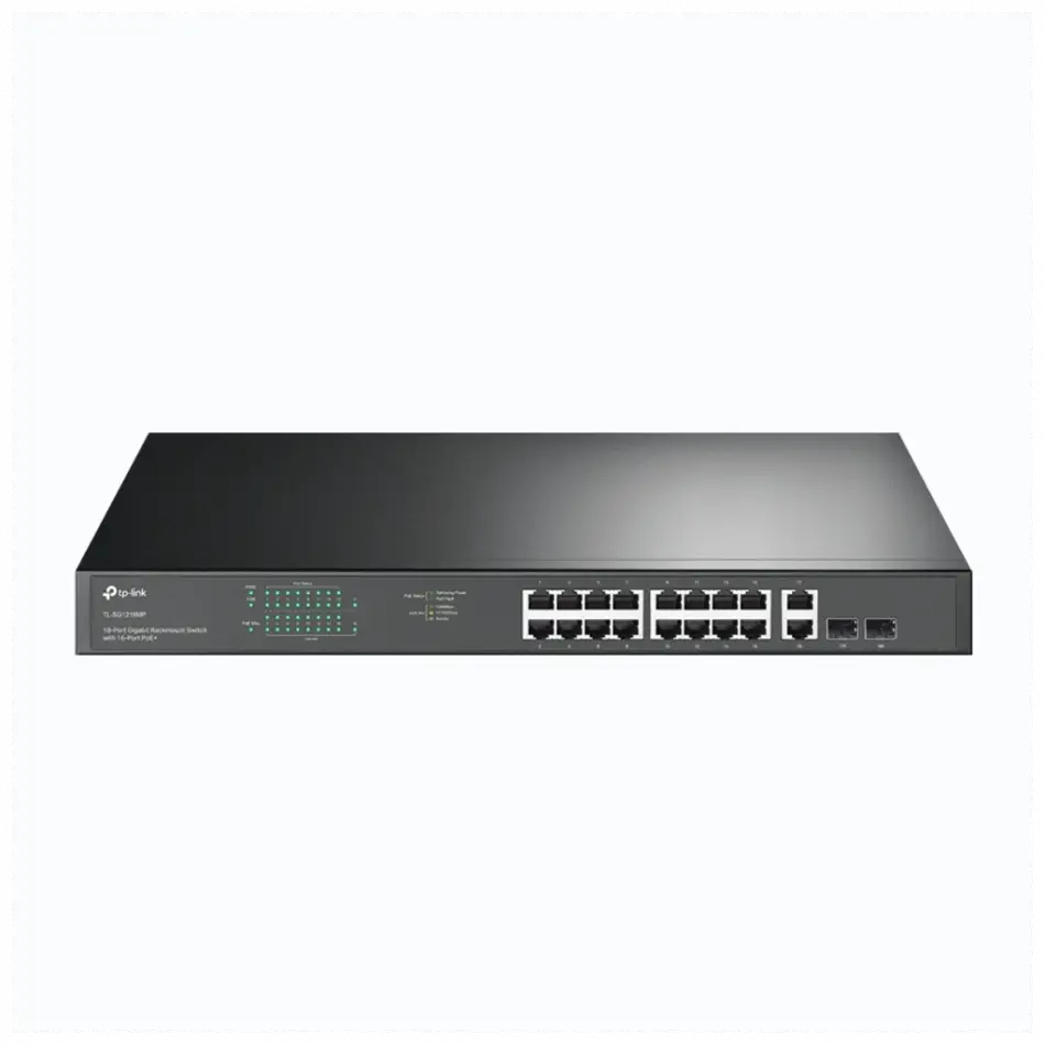 Tp-lınk Sg1218mp, 16 Port, Gigabit, Poe 250w, 2 Port Gigabit Combo Sfp, Rackmount, Yönetilemez, Switch