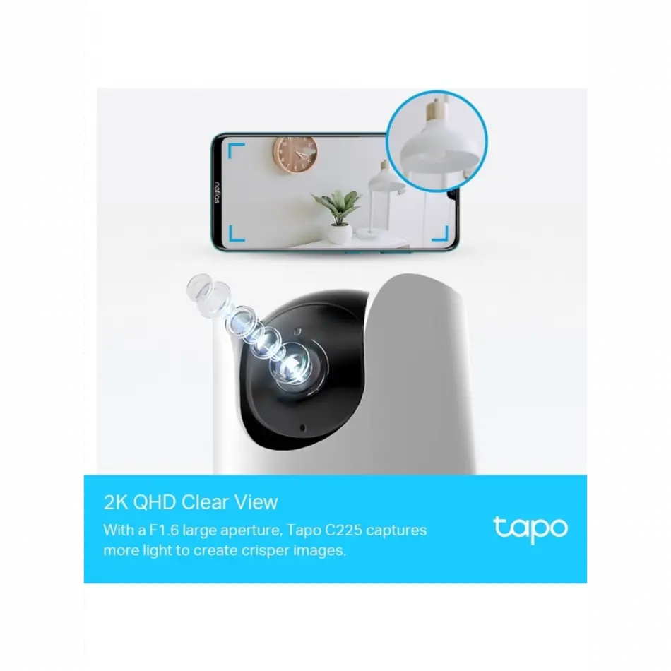 Tp-lınk Tapo C225, 4,0mpix, İç Ve Dış Mekan, Wifi,  9mt. Gece Görüşü, 360 Dönüş, Dikey Ve Yatay Hareket, İki Yönlü Ses Güvenlik Yapay Zeka Destekli Kamera