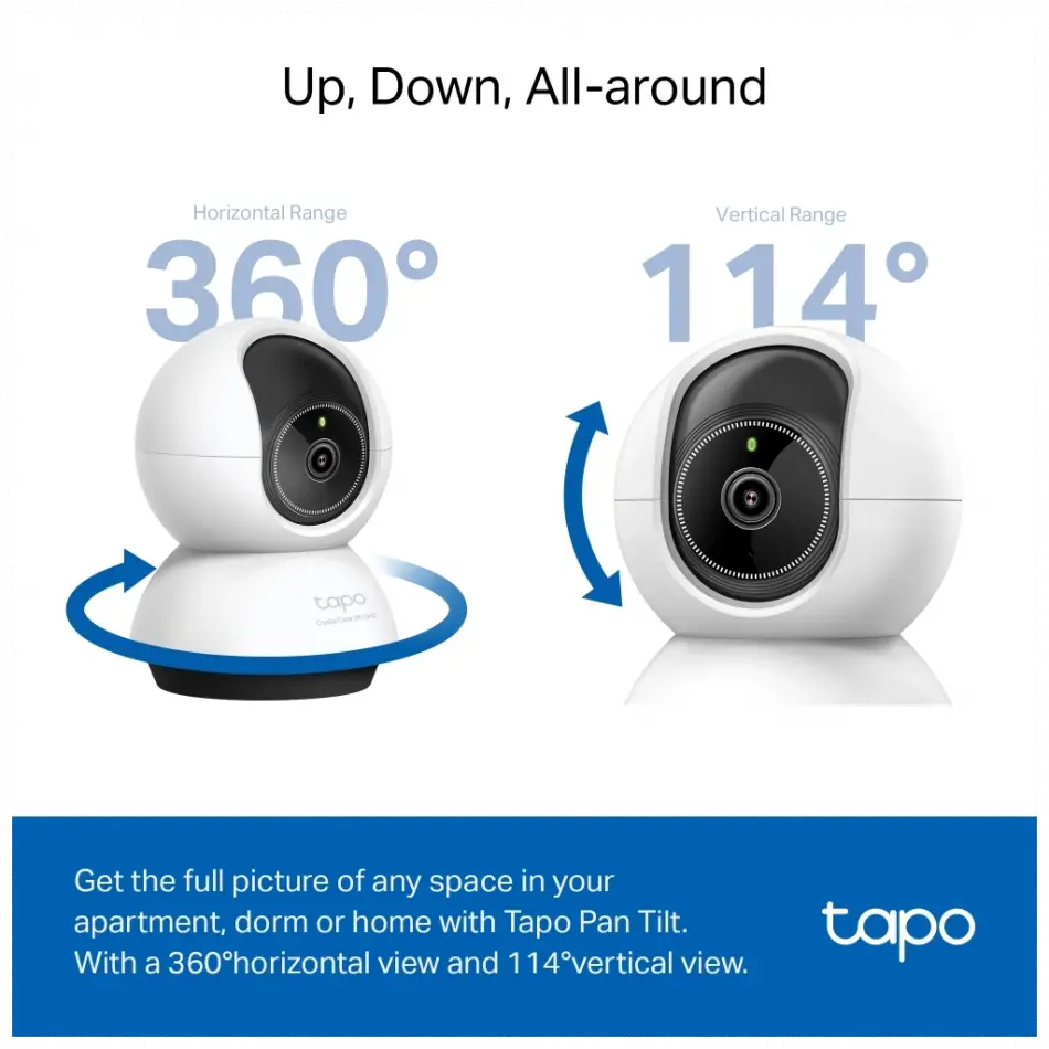 Tp-lınk Tapo Tc72 (c220), 2k Qhd 4,0mpix, İç Mekan Wifi, 9mt. Gece Görüşü, 360 Dönüş, İki Yönlü Ses Güvenlik Yapay Zeka Destekli Kamera