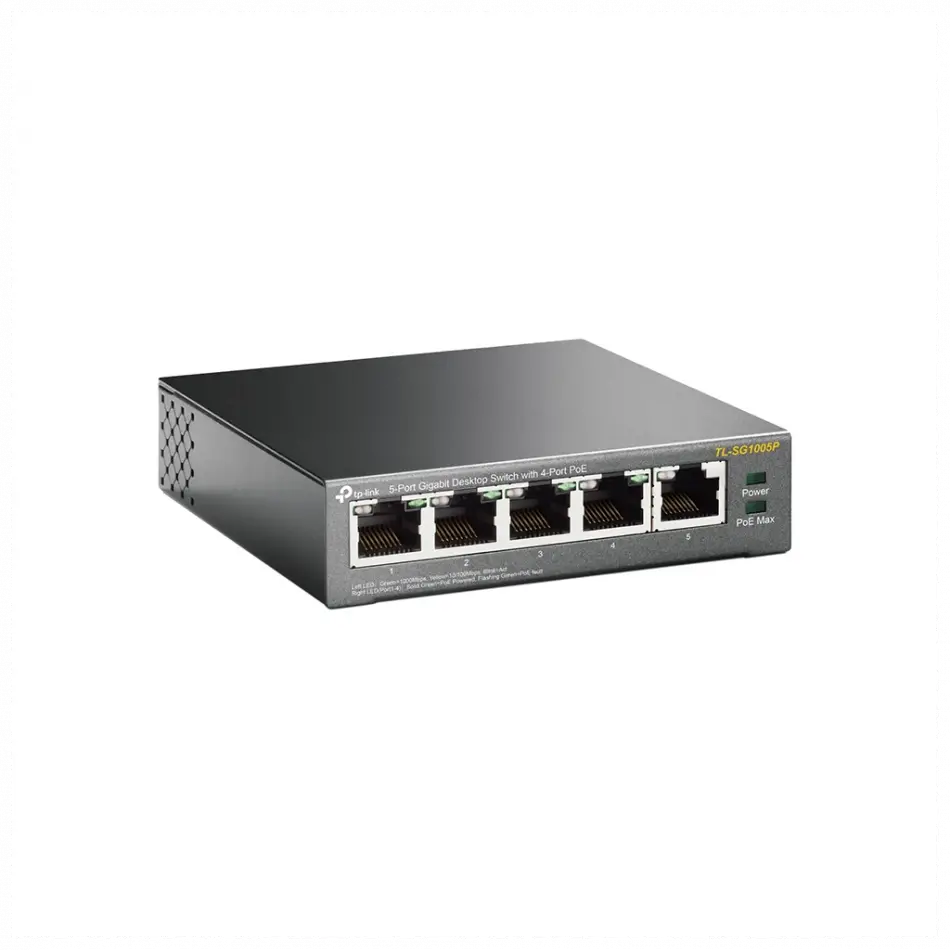 Tp-lınk Tl-sg1005p, 5 Port, Gigabit, 4 Port Poe 56w, Yönetilemez, Metal Kasa, Masaüstü Switch