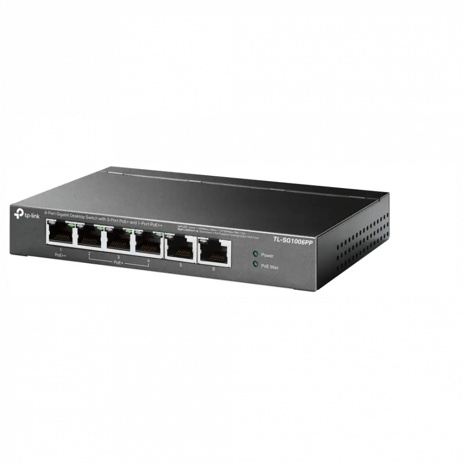 Tp-lınk Tl-sg1006pp, 6 Port, Gigabit, 4 Port Poe 64w, Yönetilemez, Metal Kasa, Masaüstü Switch