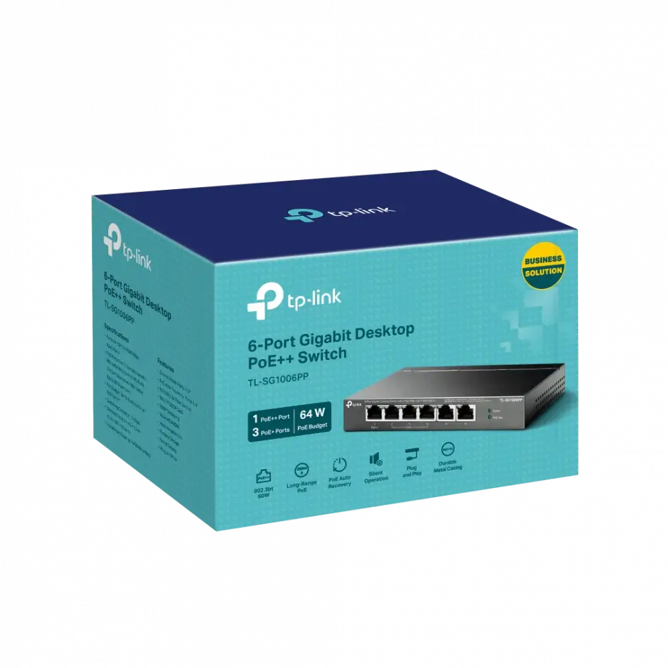 Tp-lınk Tl-sg1006pp, 6 Port, Gigabit, 4 Port Poe 64w, Yönetilemez, Metal Kasa, Masaüstü Switch