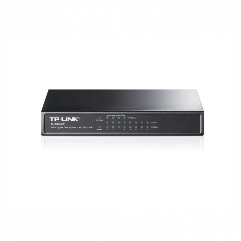 Tp-lınk Tl-sg1008p, 8 Port, Gigabit, 4 Port Poe, 55w, Yönetilemez, Metal Kasa, Masaüstü Switch