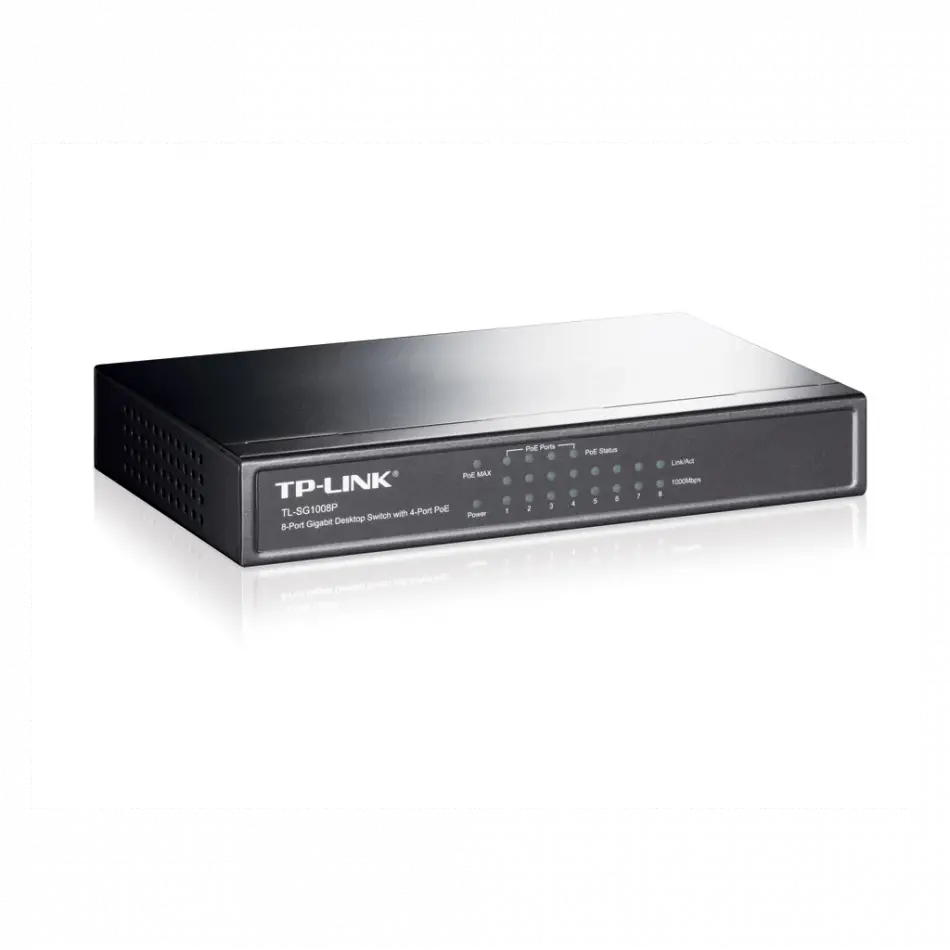 Tp-lınk Tl-sg1008p, 8 Port, Gigabit, 4 Port Poe, 55w, Yönetilemez, Metal Kasa, Masaüstü Switch