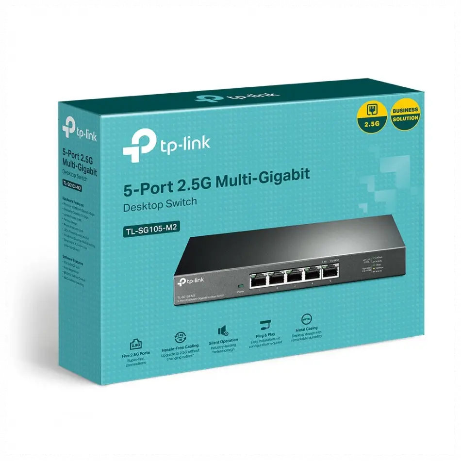 Tp-lınk Tl-sg105-m2, 5 Port, 2,5gbps, Multi-gigabit, Yönetilemez, Metal Kasa, Masaüstü Switch