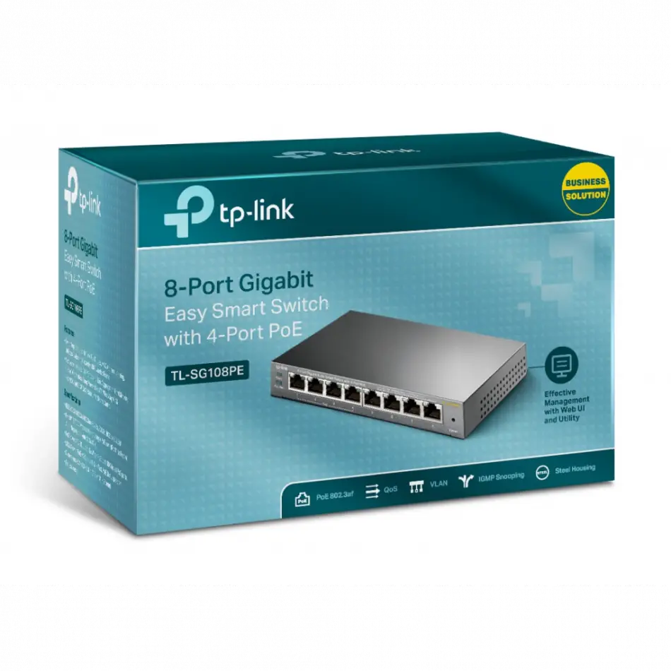 Tp-lınk Tl-sg108pe, 8 Port, Gigabit, 4 Port Poe 64w, Easy Smart, Yönetilebilir, Metal Kasa, Masaüstü Switch