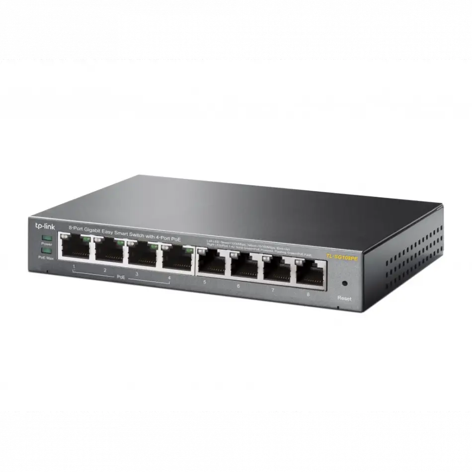 Tp-lınk Tl-sg108pe, 8 Port, Gigabit, 4 Port Poe 64w, Easy Smart, Yönetilebilir, Metal Kasa, Masaüstü Switch