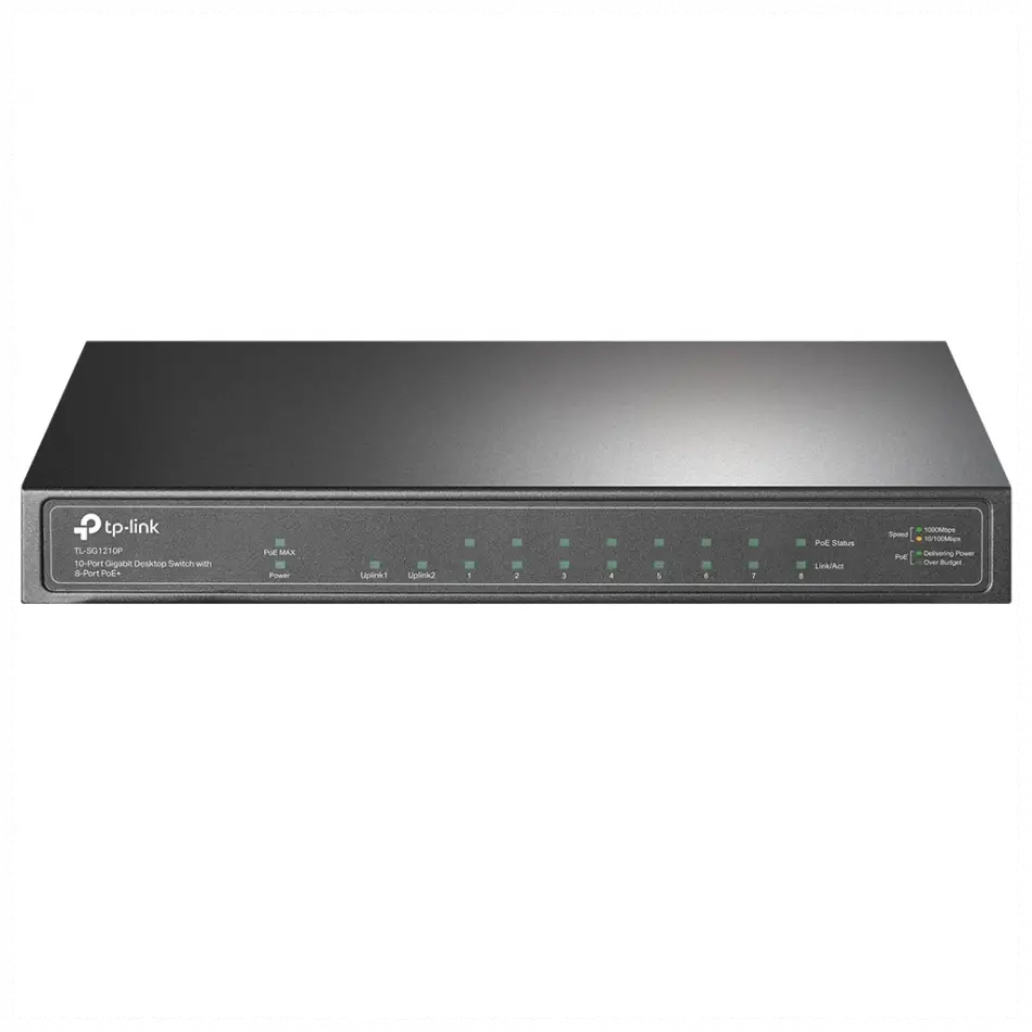 Tp-lınk Tl-sg1210p, 8 Port, Gigabit, Poe 63w, 1 Port Sfp, Yönetilemez, Masaüstü Switch