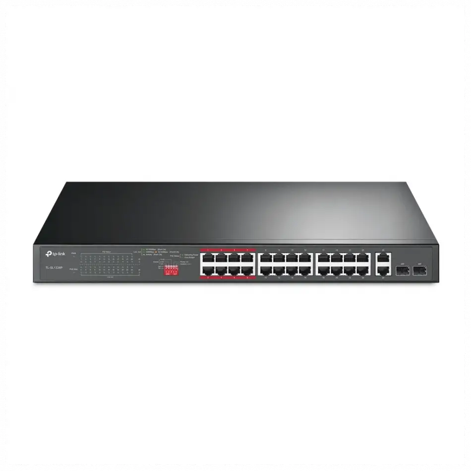 Tp-lınk Tl-sl1226p, 24 Port, Megabit, Poe 250w, 2 Port Combo Gigabit Sfp, Yönetilemez, Rackmount, Switch