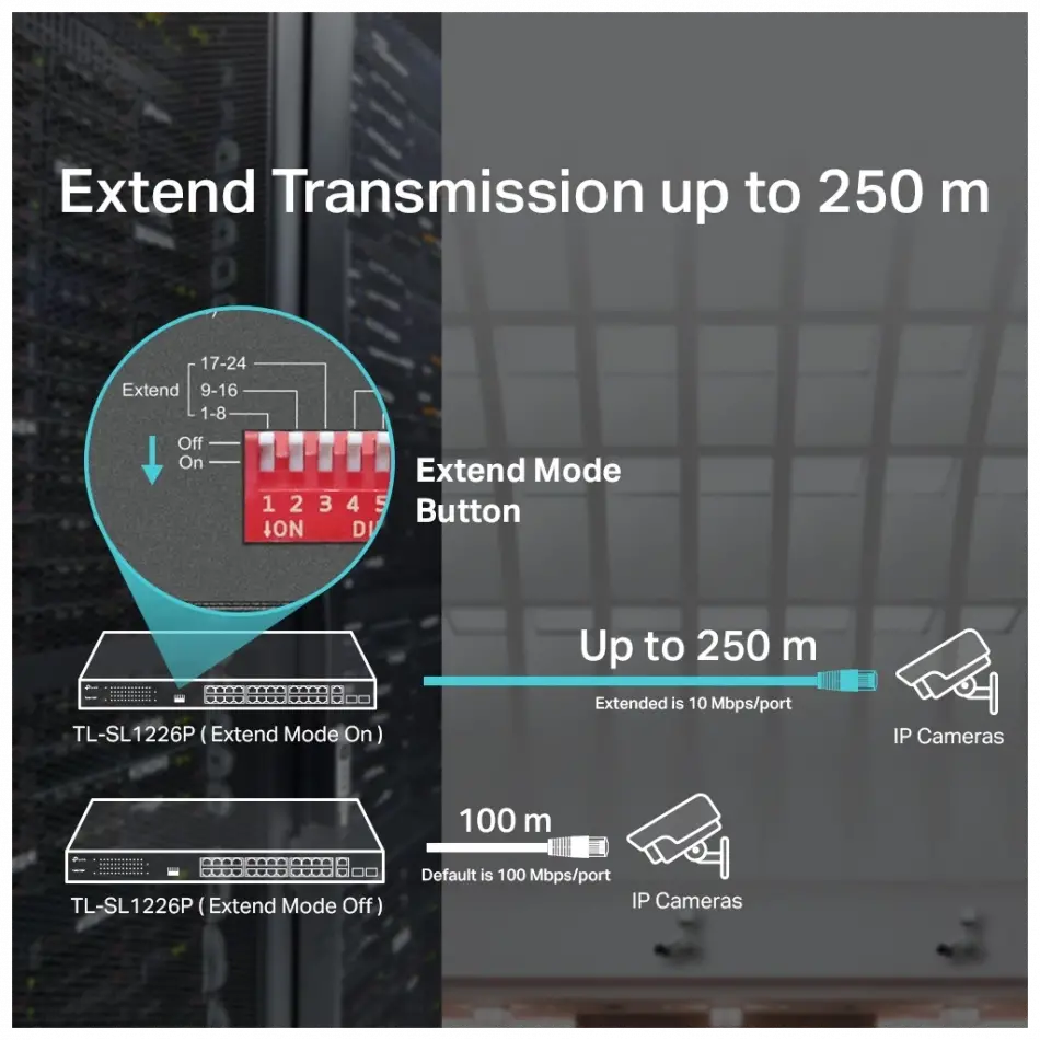 Tp-lınk Tl-sl1226p, 24 Port, Megabit, Poe 250w, 2 Port Combo Gigabit Sfp, Yönetilemez, Rackmount, Switch