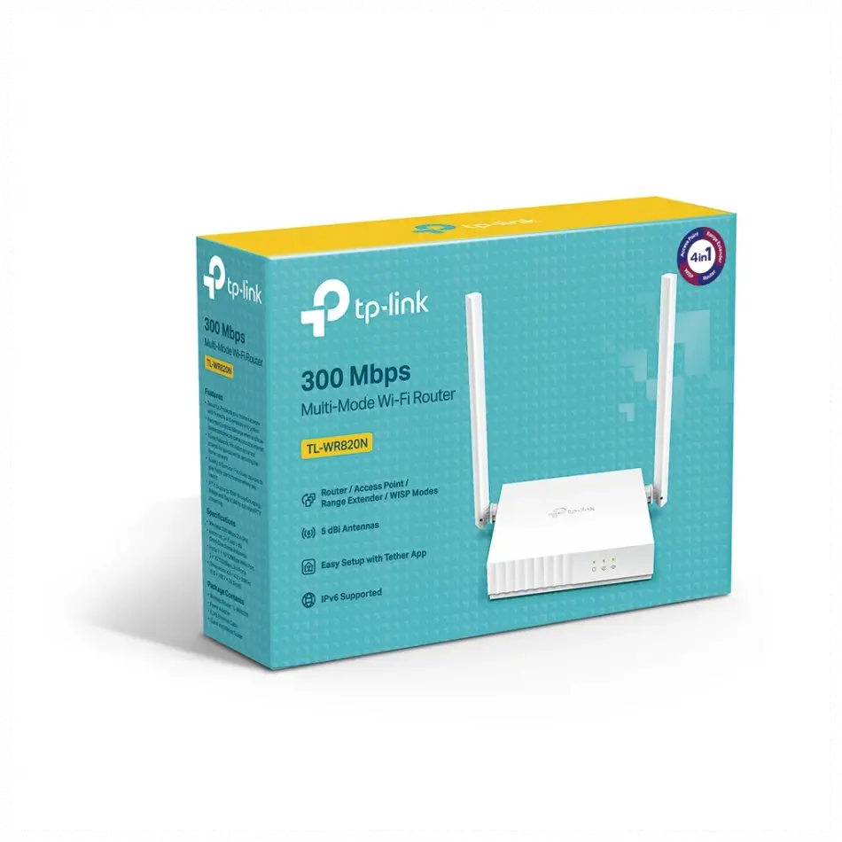 Tp-lınk Tl-wr820n, 3port, 300mbps, 2.4ghz Wifi, Masaüstü, Megabit, Router, Access Point, Range Extender