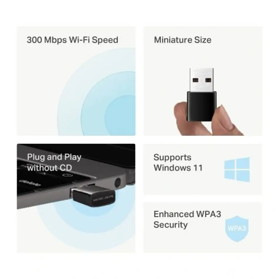 Tp Mercusys Ma12n N300 Nano Wi-fi Usb Adaptör