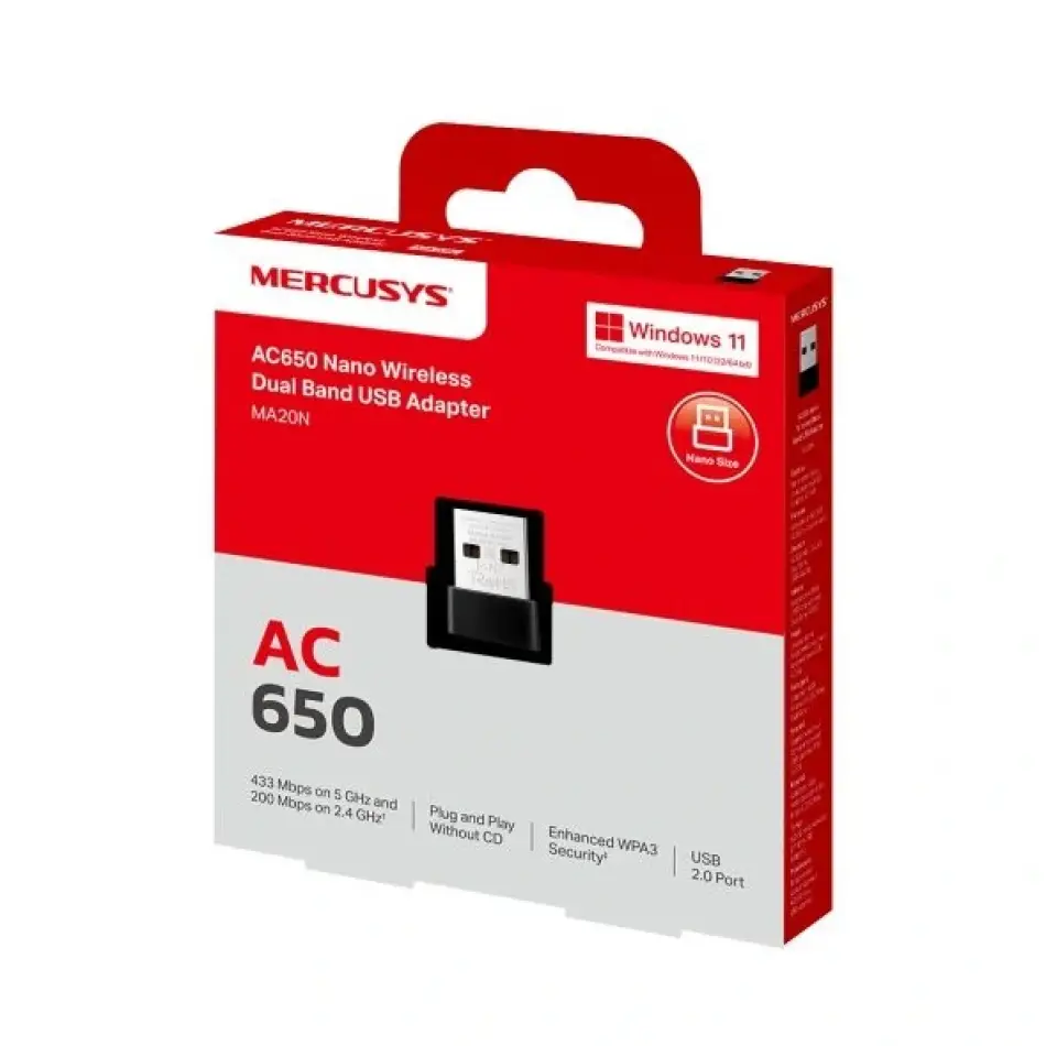 Tp Mercusys Ma20n Ac650 Nano Wi-fi Usb Adaptör