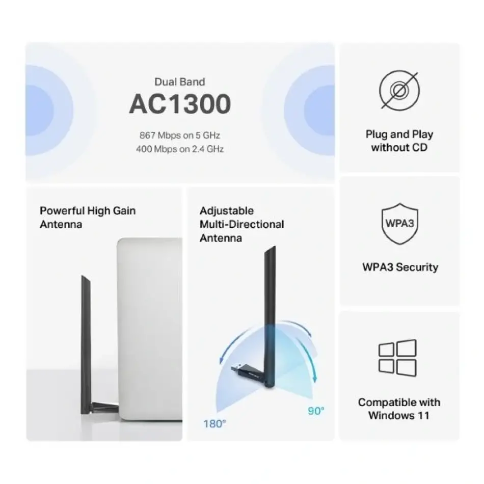 Tp Mercusys Ma30h Ac1300 High Gain Wi-fi Usb