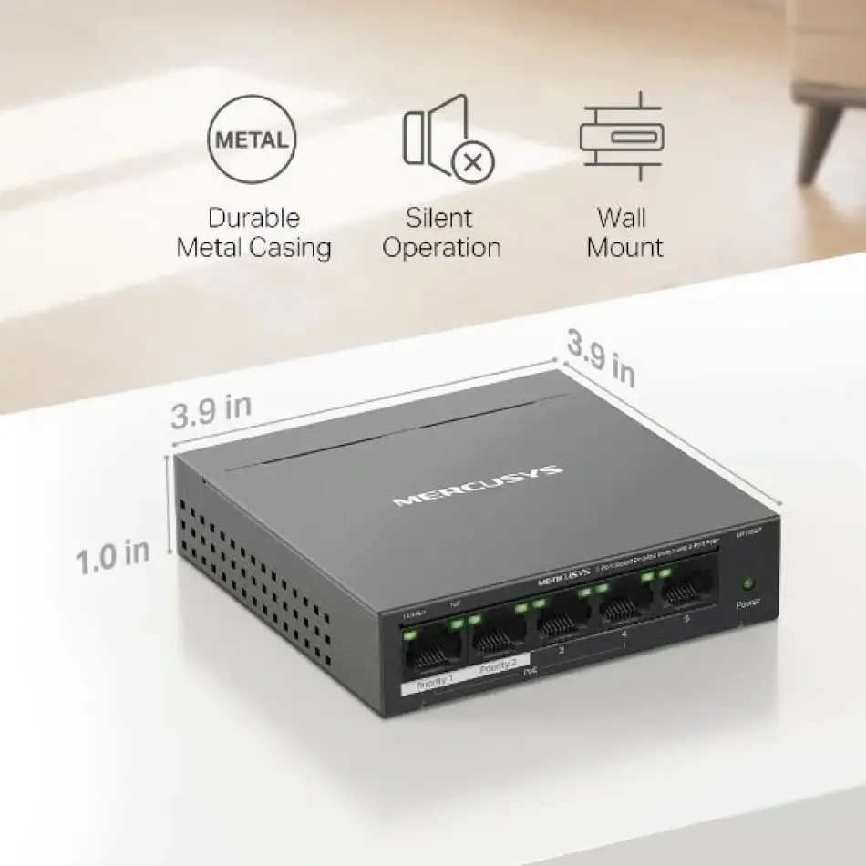Tp Mercusys Ms105gp 5li 4üpoe Gigabit Switch