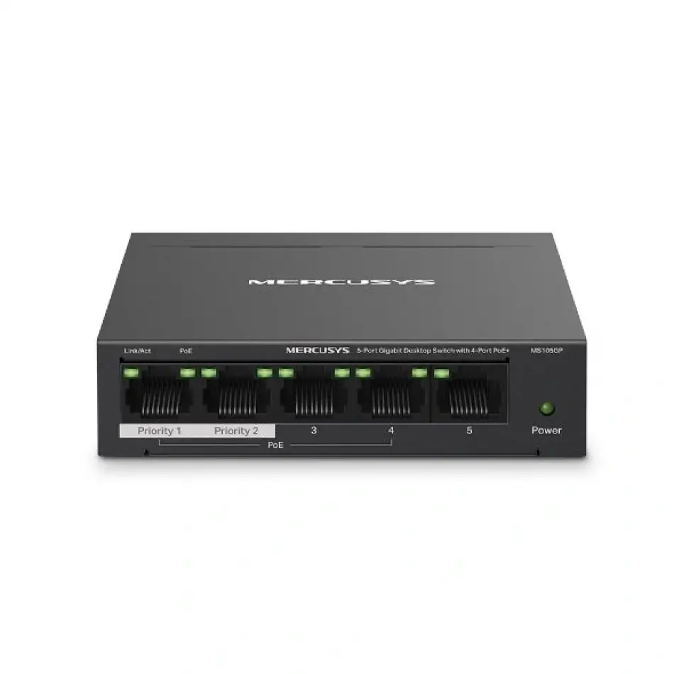 Tp Mercusys Ms105gp 5li 4üpoe Gigabit Switch