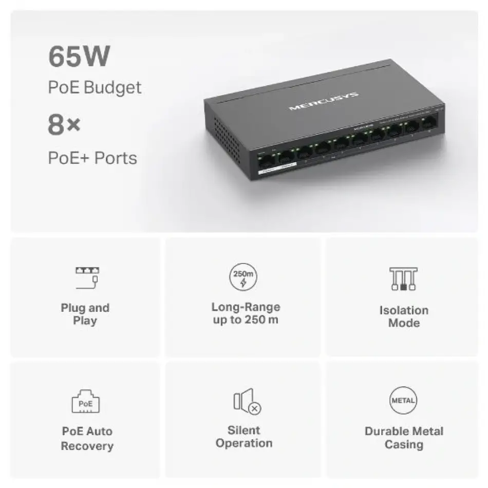 Tp Mercusys Ms110p 10lu 8i Poe Switch
