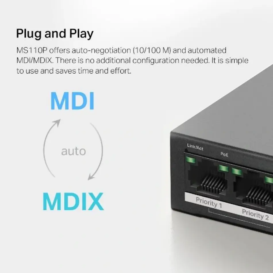 Tp Mercusys Ms110p 10lu 8i Poe Switch