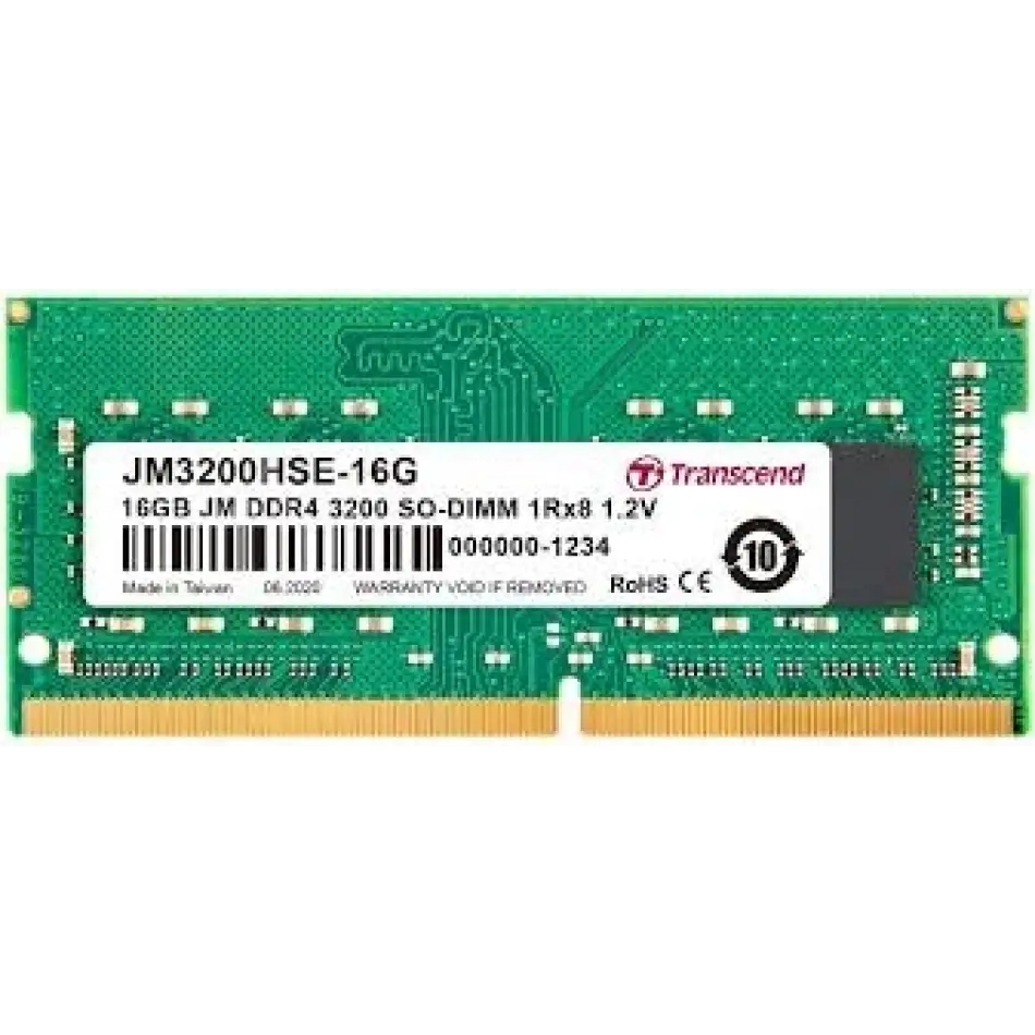 Transcend 16GB(1x16GB) 3200Mhz SODIMM CL22 DDR4 Notebook Ram (JM3200HSE-16G)